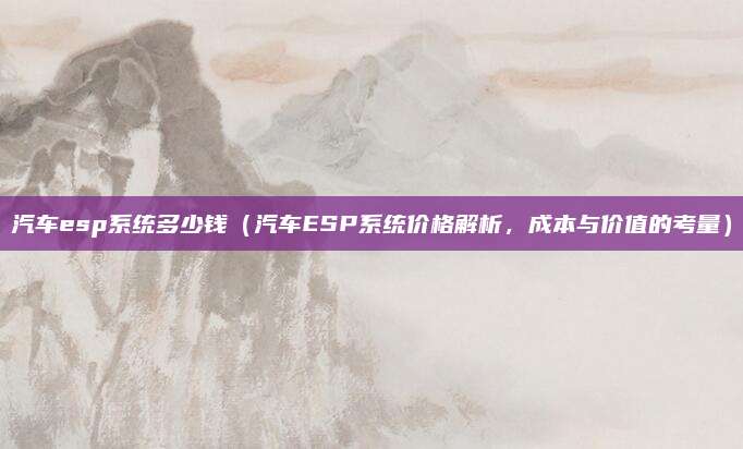 汽车esp系统多少钱(汽车ESP系统价格解析,成本与价值的考量)