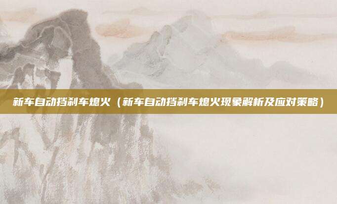 新车自动挡刹车熄火(新车自动挡刹车熄火现象解析及应对策略)