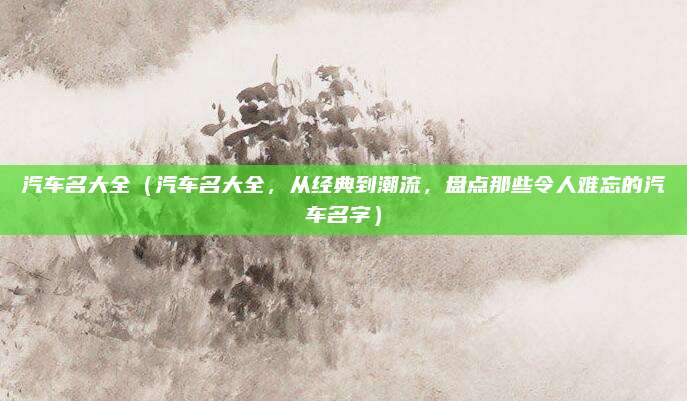 汽车名大全(汽车名大全,从经典到潮流,盘点那些令人难忘的汽车名字)