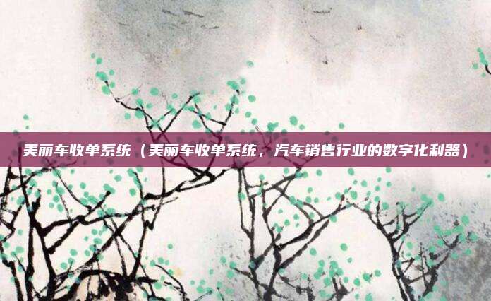 美丽车收单系统（美丽车收单系统，汽车销售行业的数字化利器）