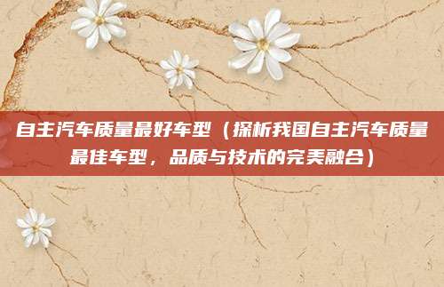 自主汽车质量最好车型（探析我国自主汽车质量最佳车型，品质与技术的完美融合）