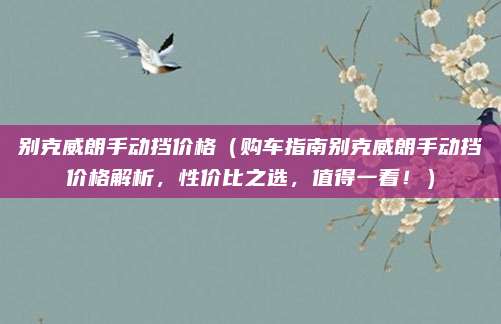 别克威朗手动挡价格(购车指南别克威朗手动挡价格解析,性价比之选,值得一看!)