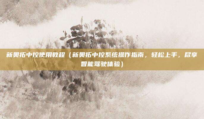 新奥拓中控使用教程(新奥拓中控系统操作指南,轻松上手,尽享智能驾驶体验)