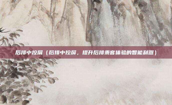 后排中控屏（后排中控屏，提升后排乘客体验的智能利器）