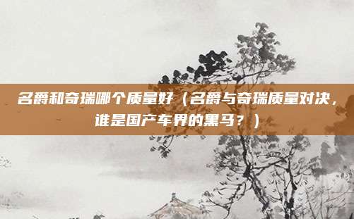名爵和奇瑞哪个质量好(名爵与奇瑞质量对决,谁是国产车界的黑马?)