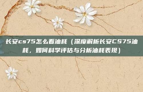 长安cs75怎么看油耗（深度解析长安CS75油耗，如何科学评估与分析油耗表现）