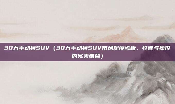 30万手动挡SUV（30万手动挡SUV市场深度解析，性能与操控的完美结合）
