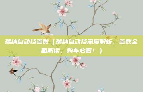 瑞纳自动挡参数(瑞纳自动挡深度解析,参数全面解读,购车必看!)