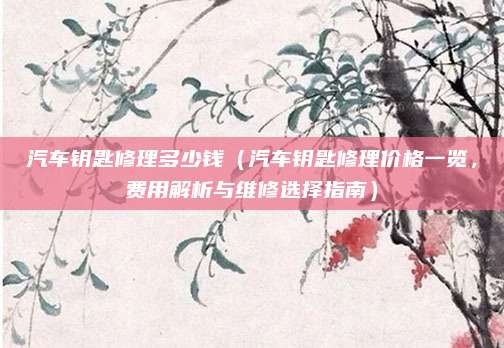汽车钥匙修理多少钱（汽车钥匙修理价格一览，费用解析与维修选择指南）