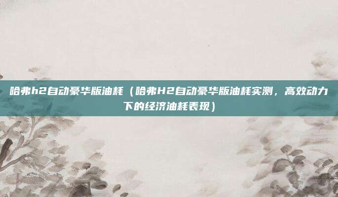 哈弗h2自动豪华版油耗（哈弗H2自动豪华版油耗实测，高效动力下的经济油耗表现）