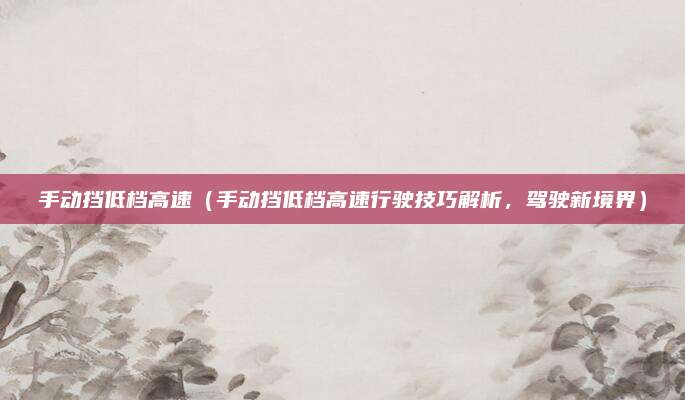 手动挡低档高速(手动挡低档高速行驶技巧解析,驾驶新境界)