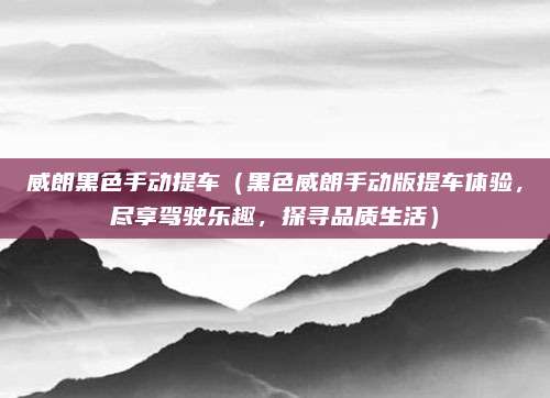 威朗黑色手动提车(黑色威朗手动版提车体验,尽享驾驶乐趣,探寻品质生活)