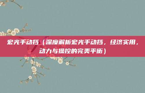 宏光手动挡(深度解析宏光手动挡,经济实用,动力与操控的完美平衡)