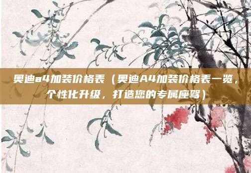 奥迪a4加装价格表(奥迪A4加装价格表一览,个性化升级,打造您的专属座驾)