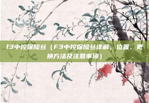 f3中控保险丝(F3中控保险丝详解,位置、更换方法及注意事项)
