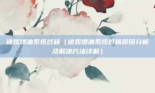 途观燃油系统过稀(途观燃油系统过稀原因分析及解决方法详解)
