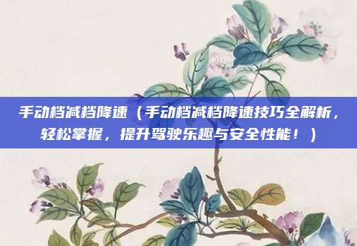 手动档减档降速(手动档减档降速技巧全解析,轻松掌握,提升驾驶乐趣与安全性能!)