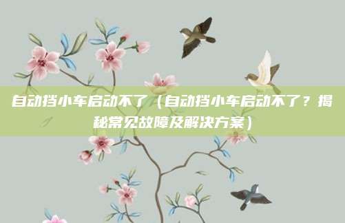 自动挡小车启动不了(自动挡小车启动不了?揭秘常见故障及解决方案)