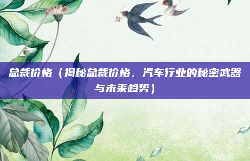总裁价格(揭秘总裁价格,汽车行业的秘密武器与未来趋势)
