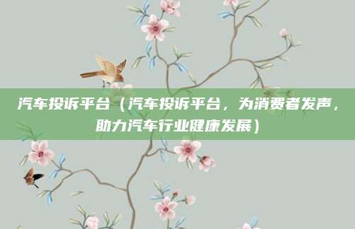 汽车投诉平台(汽车投诉平台,为消费者发声,助力汽车行业健康发展)