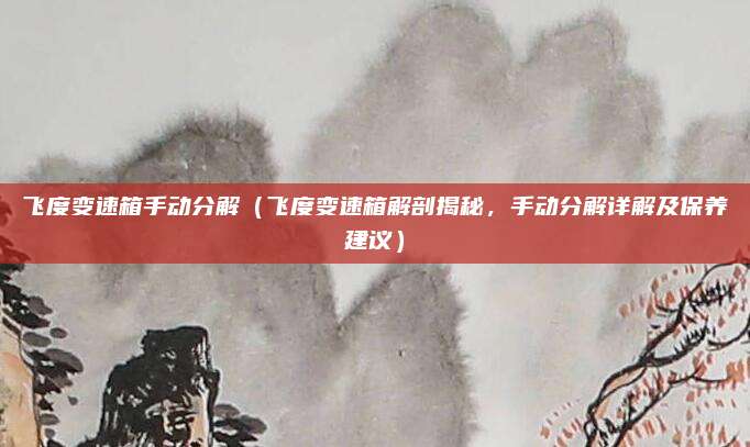 飞度变速箱手动分解（飞度变速箱解剖揭秘，手动分解详解及保养建议）