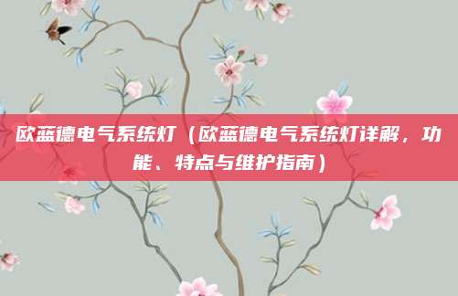 欧蓝德电气系统灯(欧蓝德电气系统灯详解,功能、特点与维护指南)