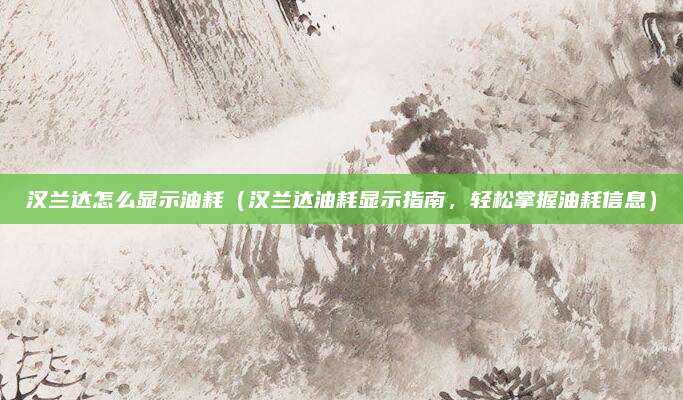 汉兰达怎么显示油耗（汉兰达油耗显示指南，轻松掌握油耗信息）