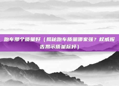 跑车那个质量好（揭秘跑车质量哪家强？权威报告揭示质量标杆）