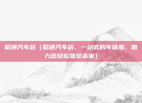 昭通汽车店(昭通汽车店,一站式购车体验,助力您轻松驾驭未来)