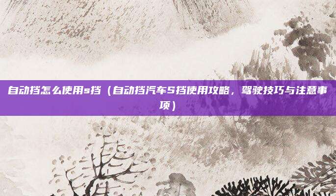 自动挡怎么使用s挡（自动挡汽车S挡使用攻略，驾驶技巧与注意事项）