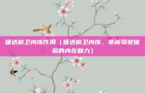 捷达前卫内饰作用（捷达前卫内饰，革新驾驶体验的内在魅力）