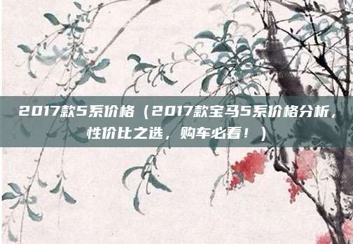 2017款5系价格（2017款宝马5系价格分析，性价比之选，购车必看！）