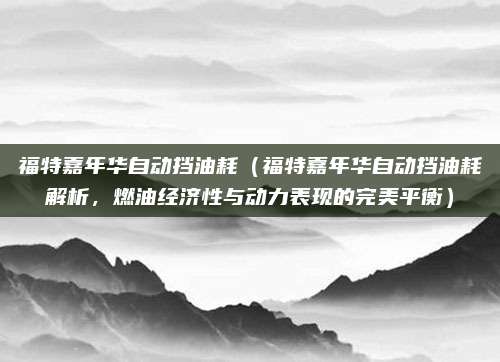 福特嘉年华自动挡油耗（福特嘉年华自动挡油耗解析，燃油经济性与动力表现的完美平衡）