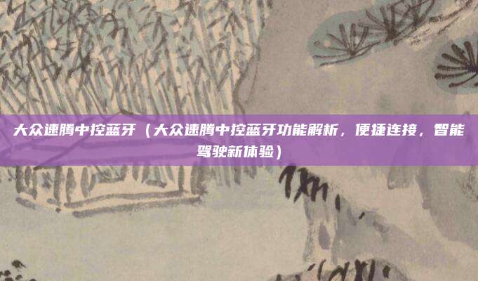 大众速腾中控蓝牙（大众速腾中控蓝牙功能解析，便捷连接，智能驾驶新体验）