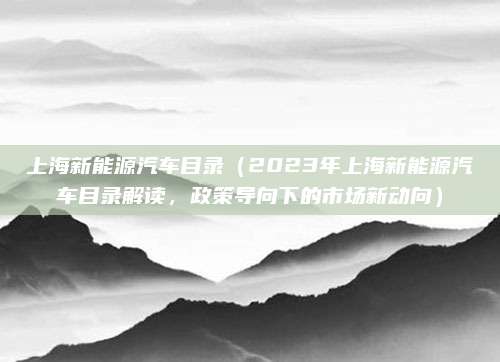 上海新能源汽车目录（2023年上海新能源汽车目录解读，政策导向下的市场新动向）