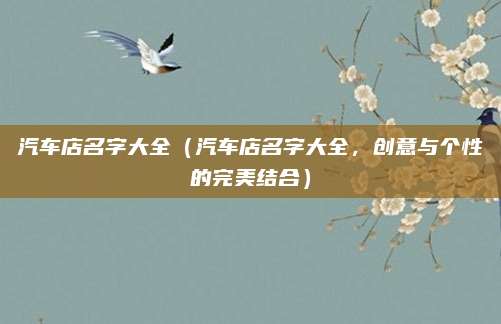 汽车店名字大全（汽车店名字大全，创意与个性的完美结合）