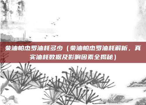 柴油帕杰罗油耗多少（柴油帕杰罗油耗解析，真实油耗数据及影响因素全揭秘）