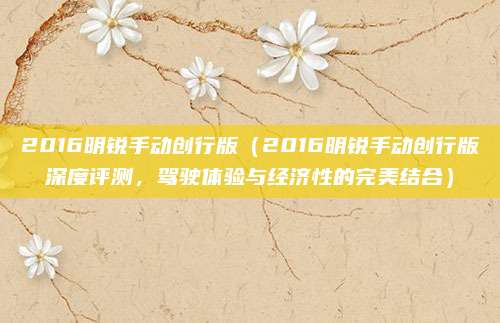 2016明锐手动创行版（2016明锐手动创行版深度评测，驾驶体验与经济性的完美结合）