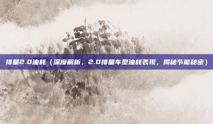 排量2.0油耗（深度解析，2.0排量车型油耗表现，揭秘节能秘密）