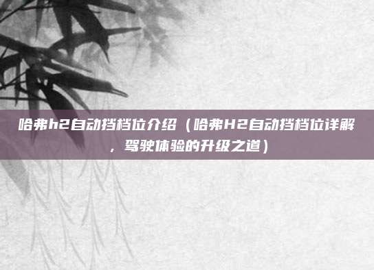 哈弗h2自动挡档位介绍（哈弗H2自动挡档位详解，驾驶体验的升级之道）
