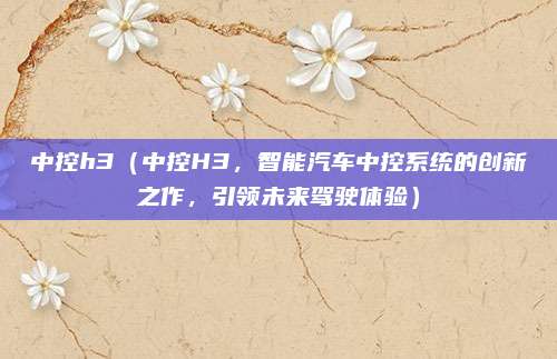 中控h3（中控H3，智能汽车中控系统的创新之作，引领未来驾驶体验）