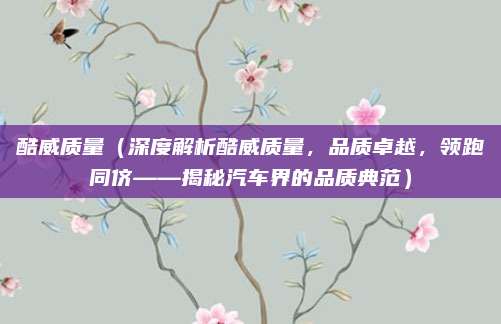 酷威质量（深度解析酷威质量，品质卓越，领跑同侪——揭秘汽车界的品质典范）