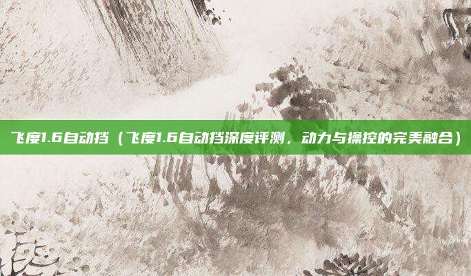 飞度1.6自动挡（飞度1.6自动挡深度评测，动力与操控的完美融合）