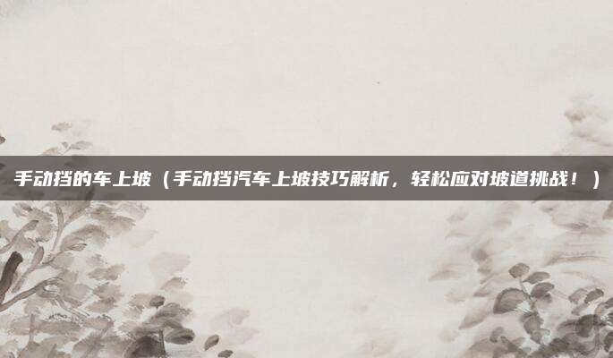 手动挡的车上坡（手动挡汽车上坡技巧解析，轻松应对坡道挑战！）