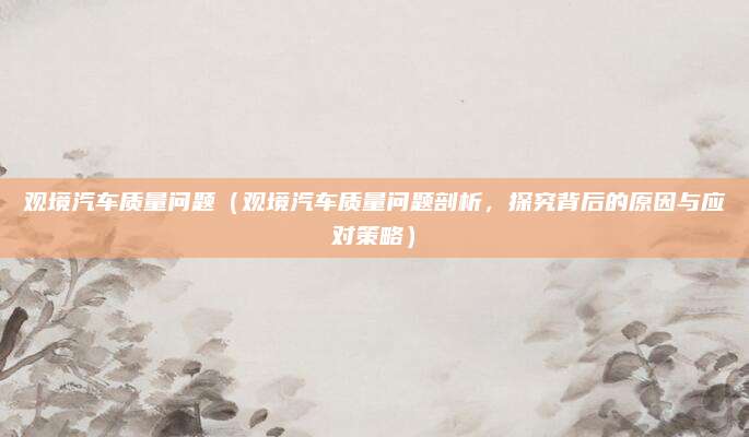 观境汽车质量问题(观境汽车质量问题剖析,探究背后的原因与应对策略)