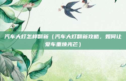 汽车大灯怎样翻新(汽车大灯翻新攻略,如何让爱车重焕光芒)