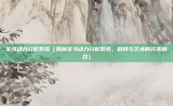 宝马动力分配系统(揭秘宝马动力分配系统,科技与艺术的完美融合)