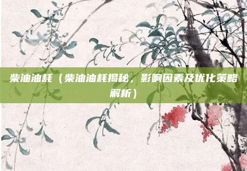 柴油油耗(柴油油耗揭秘,影响因素及优化策略解析)