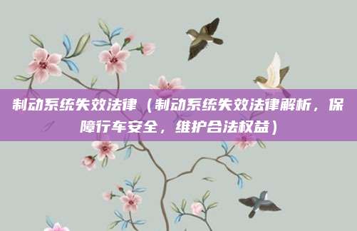 制动系统失效法律(制动系统失效法律解析,保障行车安全,维护合法权益)