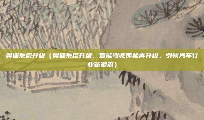 奥迪系统升级(奥迪系统升级,智能驾驶体验再升级,引领汽车行业新潮流)